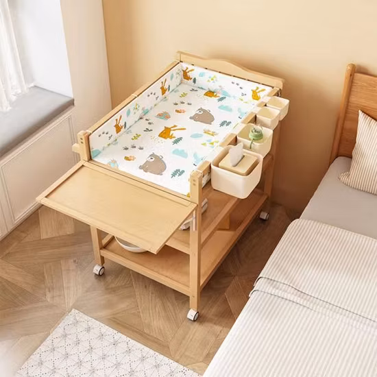 Precio competitivo de madera maciza natural cama de bebé cuna cuna