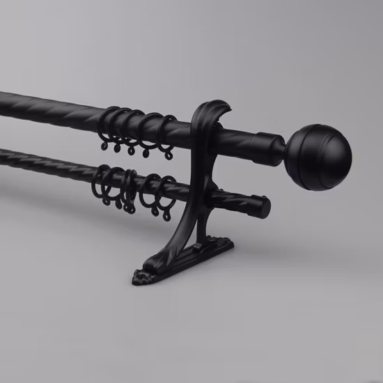 Barras de cortina de ducha de tensión para instalación de tuberías de hierro fundido negro montado en la pared Retro para decoración del hogar